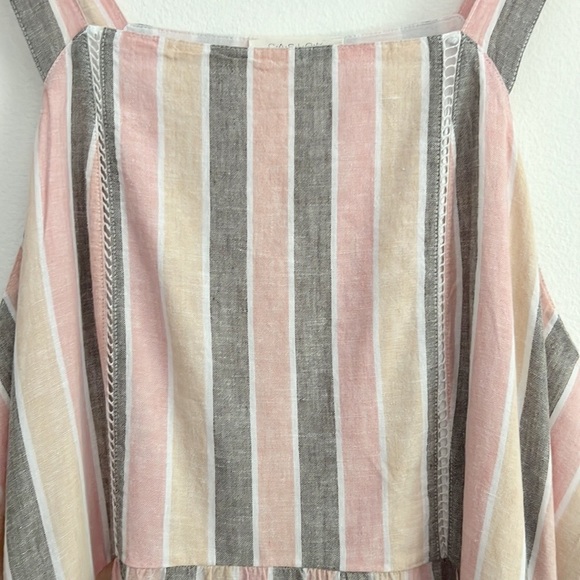 Caslon Cabana Stripe Linen Lattice Trim Tiered Maxi Dress Vertical Stripes - Picture 12 of 14